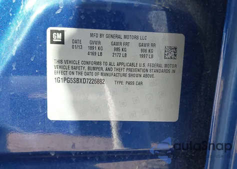 2013 Chevrolet Cruze Ltz z USA, uszkodzony, nr VIN 1G1PG5SBXD7226882